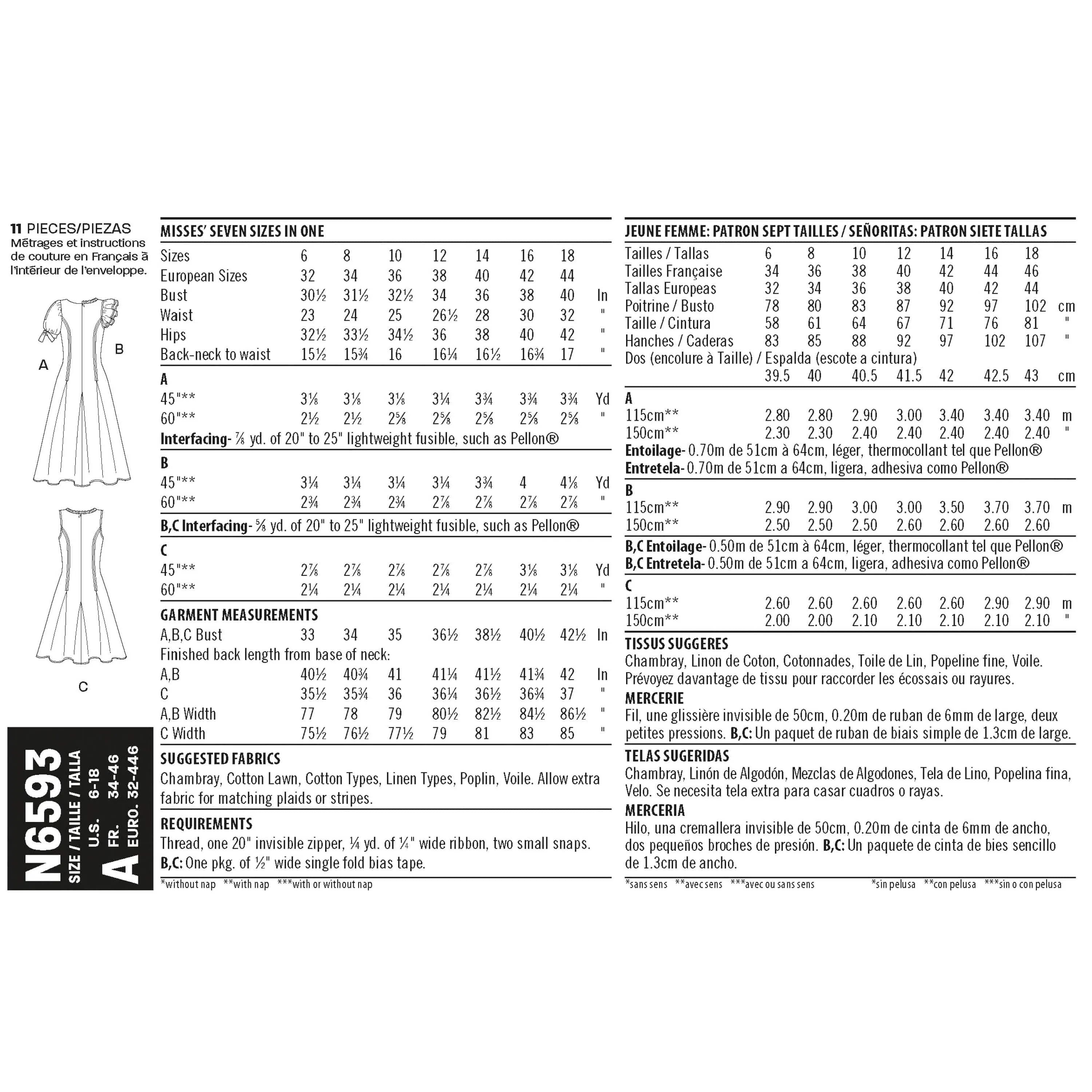 6593 New Look Sewing Pattern N6593 Misses' Dress