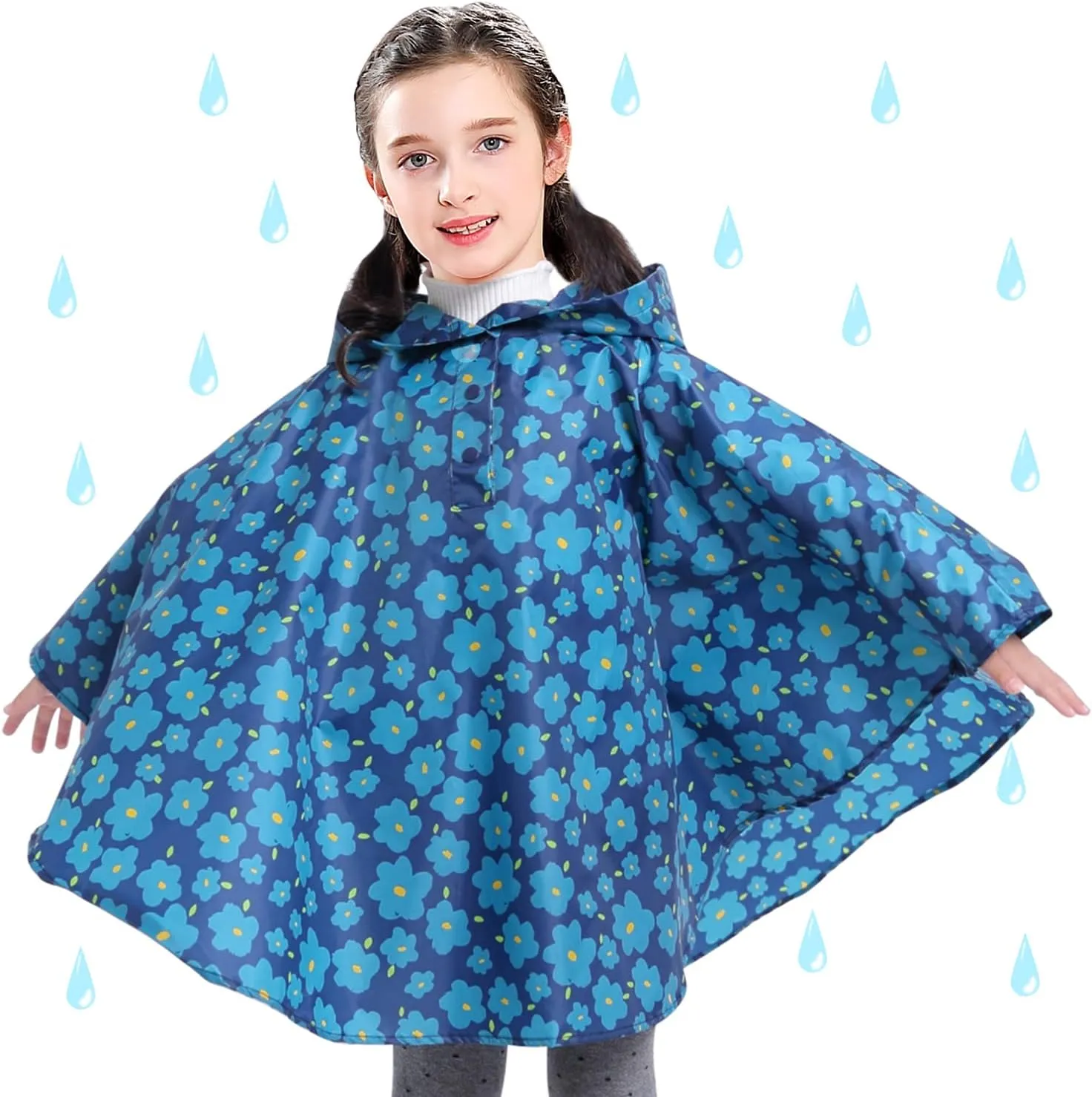AIWUHE Kids Rain Poncho Cartoon Raincoat Jacket Cute Rain Coat Toddler Boys Girls Rain Cape Light Waterproof Hoodie Outwear