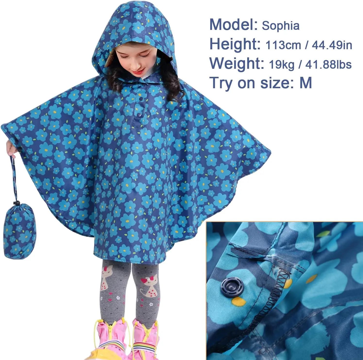 AIWUHE Kids Rain Poncho Cartoon Raincoat Jacket Cute Rain Coat Toddler Boys Girls Rain Cape Light Waterproof Hoodie Outwear