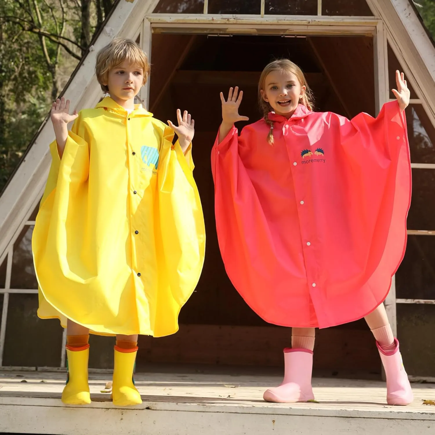 AIWUHE Kids Rain Poncho Cartoon Raincoat Jacket Cute Rain Coat Toddler Boys Girls Rain Cape Light Waterproof Hoodie Outwear