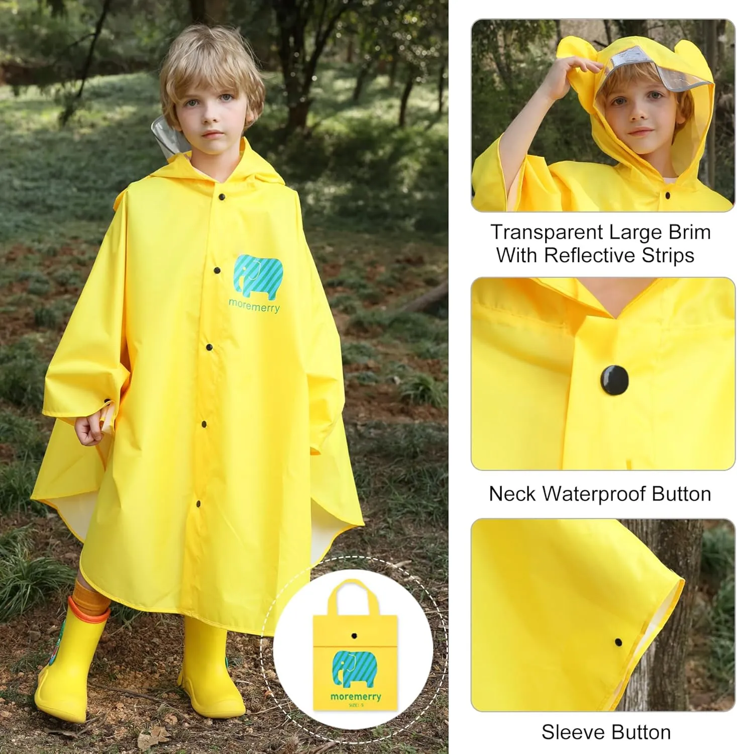 AIWUHE Kids Rain Poncho Cartoon Raincoat Jacket Cute Rain Coat Toddler Boys Girls Rain Cape Light Waterproof Hoodie Outwear