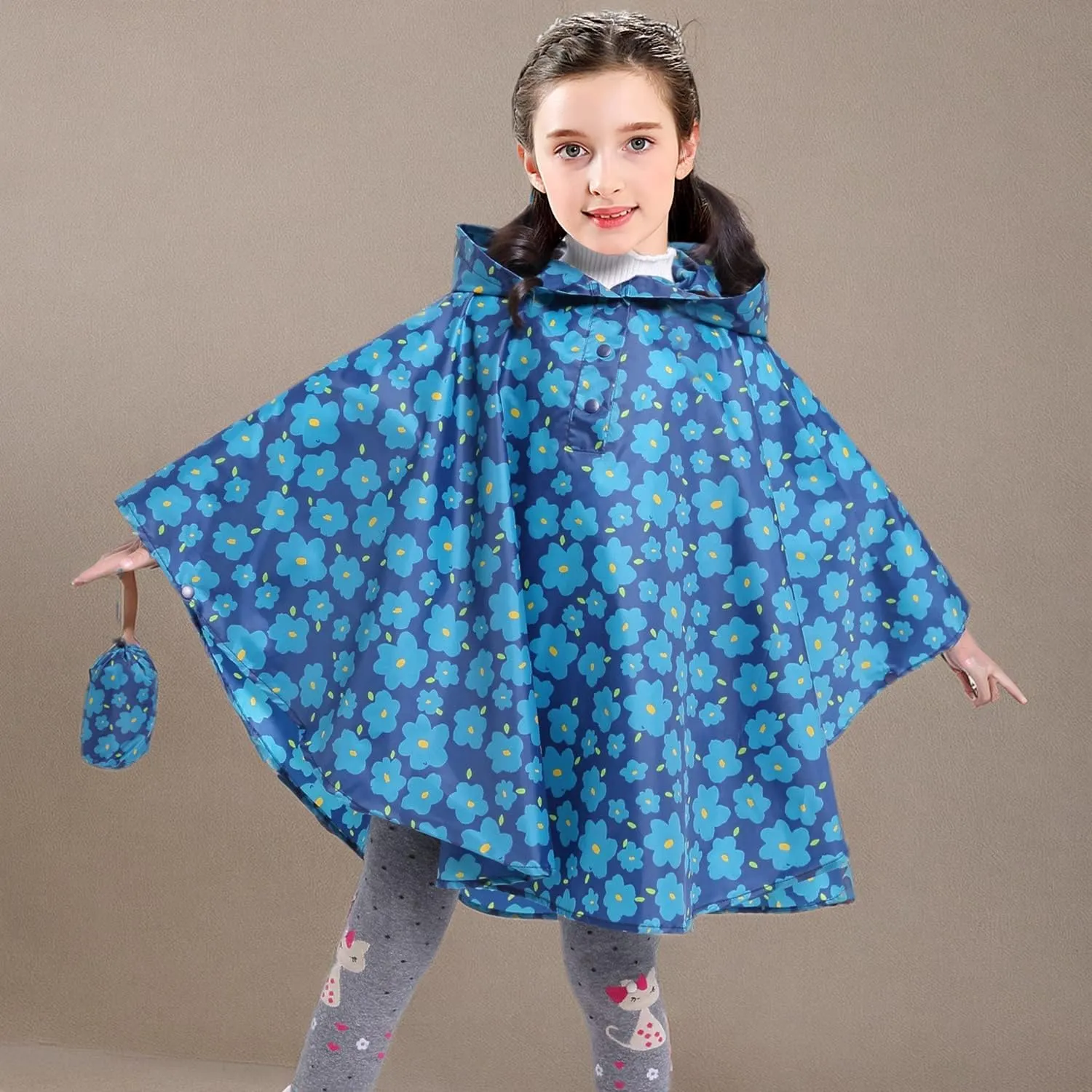 AIWUHE Kids Rain Poncho Cartoon Raincoat Jacket Cute Rain Coat Toddler Boys Girls Rain Cape Light Waterproof Hoodie Outwear