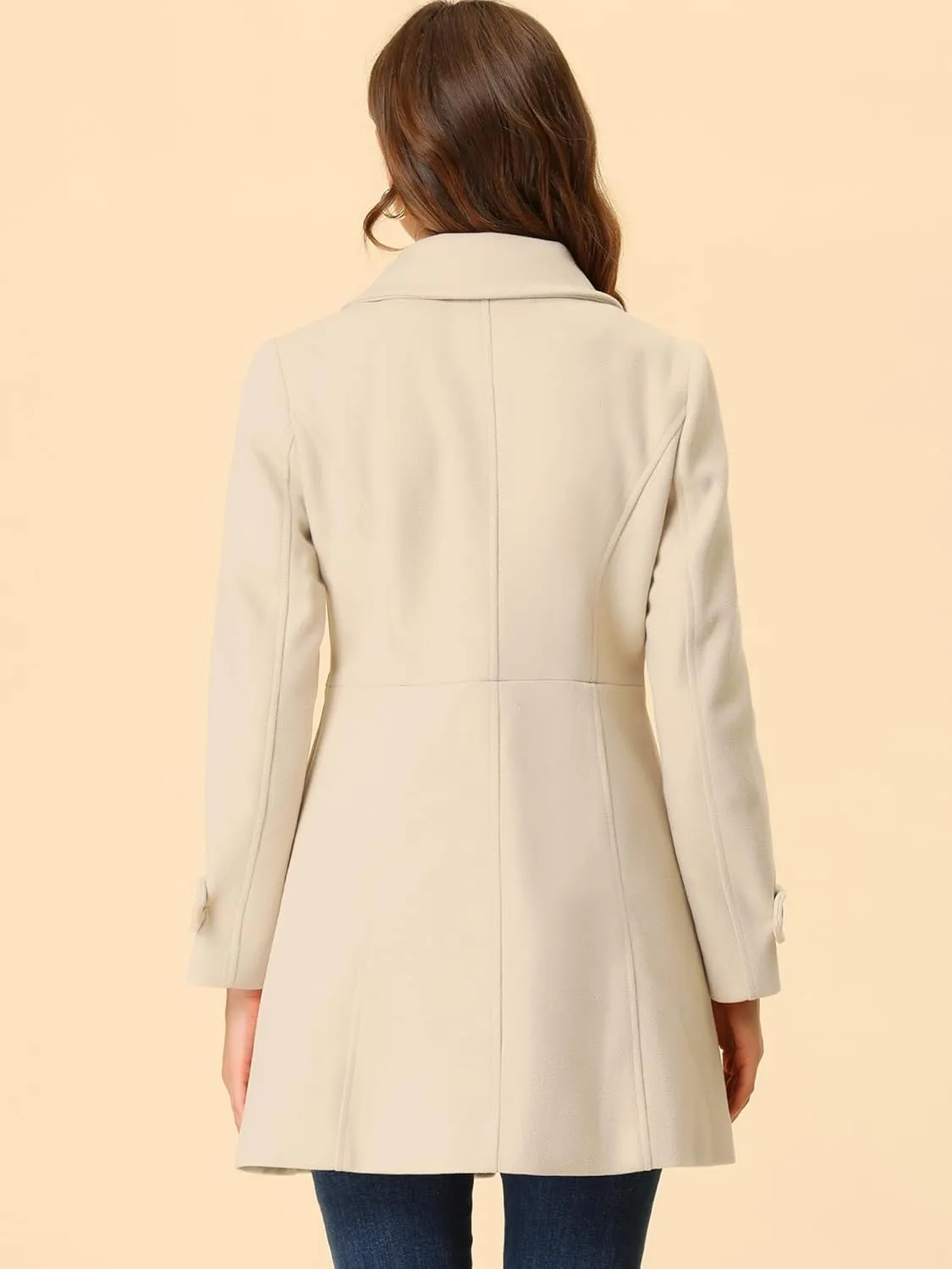 Allegra K Women's Peter Pan Collar Overcoat Winter Dressy Button Single Breasted Long Coat