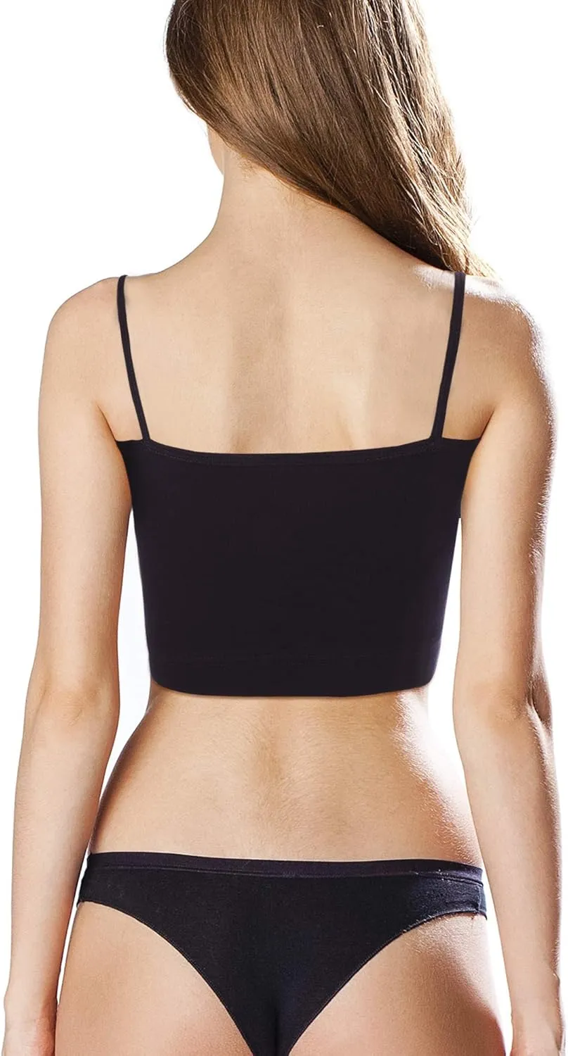 Boao 4 Pack Women's Cropped Tank Tops, Cotton Spaghetti Strap Crop Top Basic Sports Crop Cami Half Camisoles for Teen Girls