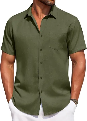 COOFANDY Men's Summer Beach Vacation Shirt Casual Button Down Short Sleeve Shirt Hawaiian Tropical Resort Wear