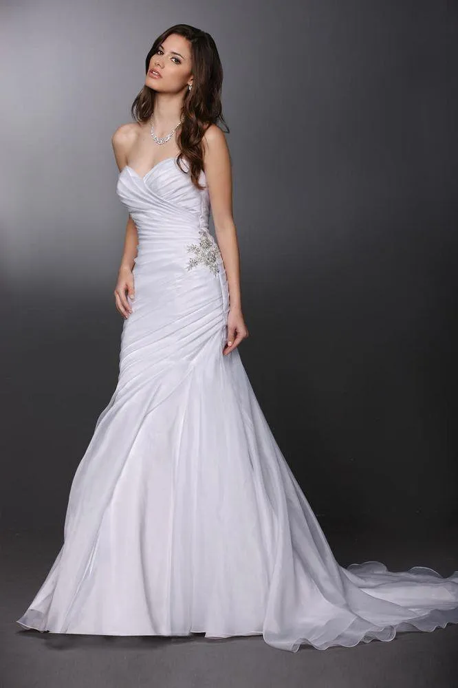 Da Vinci Bridal Gown 50281 White Sweetheart Drop A-Line - Size 8