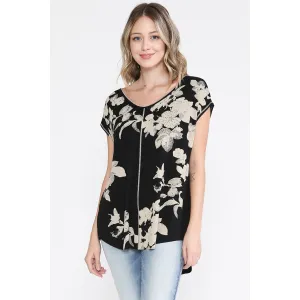 Floral Shirt Top with Subtle Sparkle