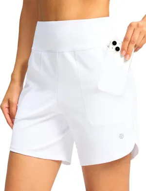 G Gradual Women's Athletic Shorts 6" High Waisted Stretchy Bermuda Shorts for Women Quick Dry Summer Casual Shorts