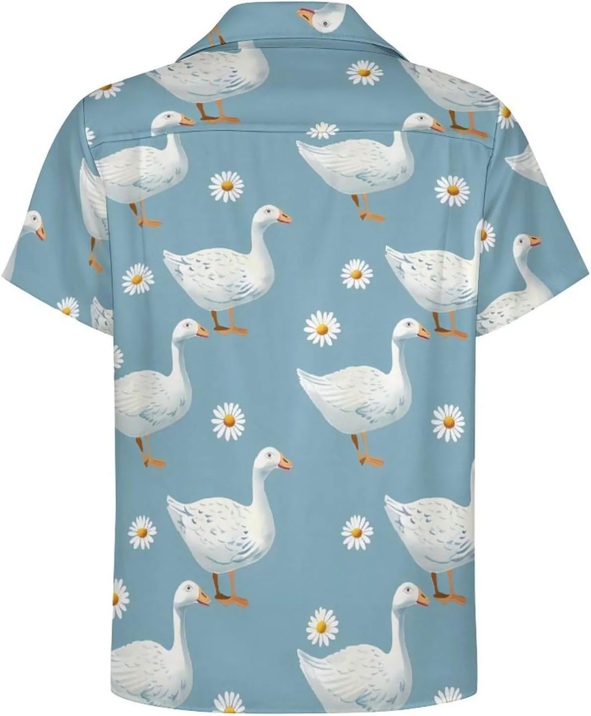 Goose Print Men's Hawaiian Shirt Cuban Collar Shirt Short Sleeve Button Down Tops Beach T Shirts