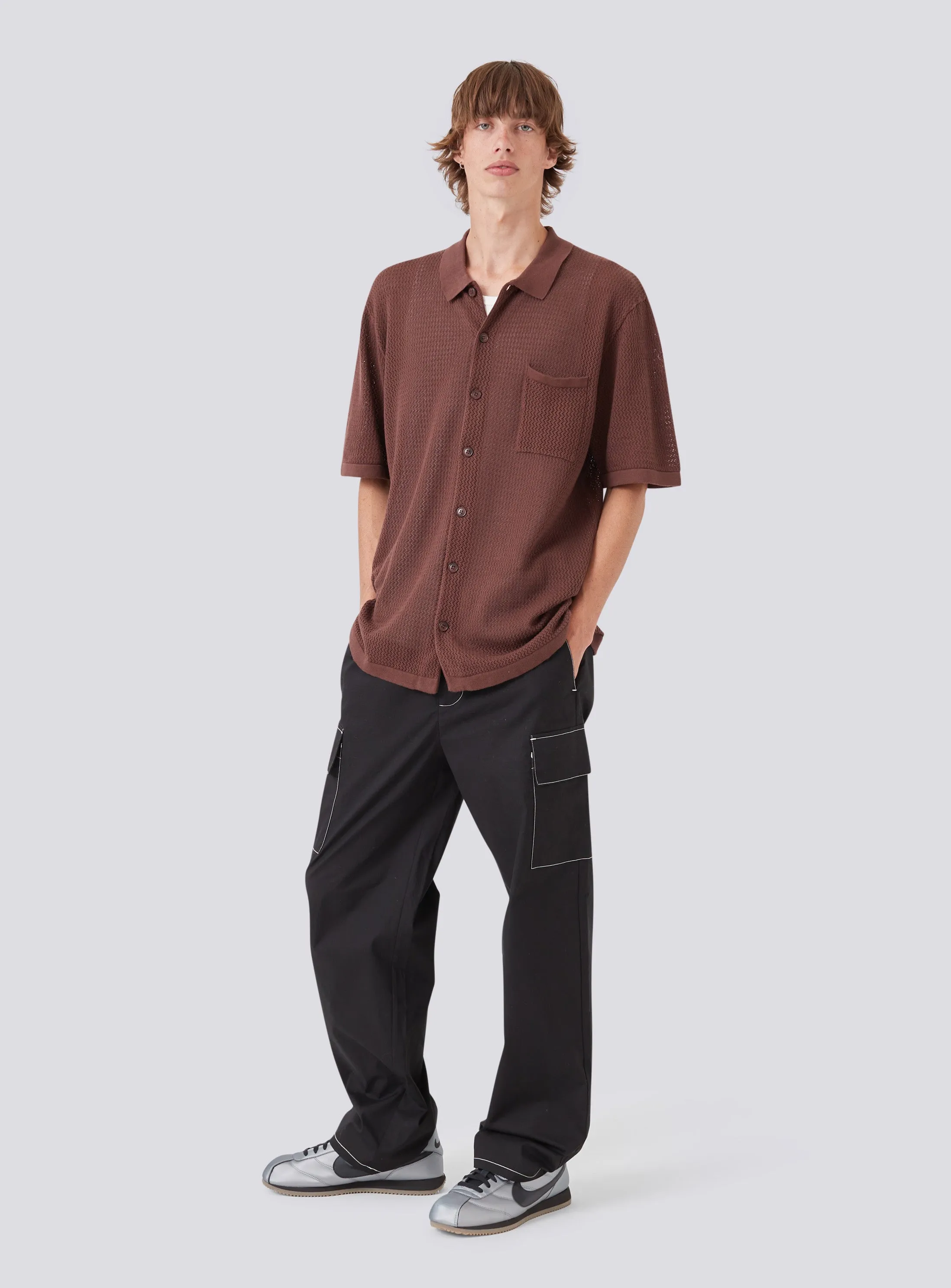 Knit Holiday Shirt Aubergine