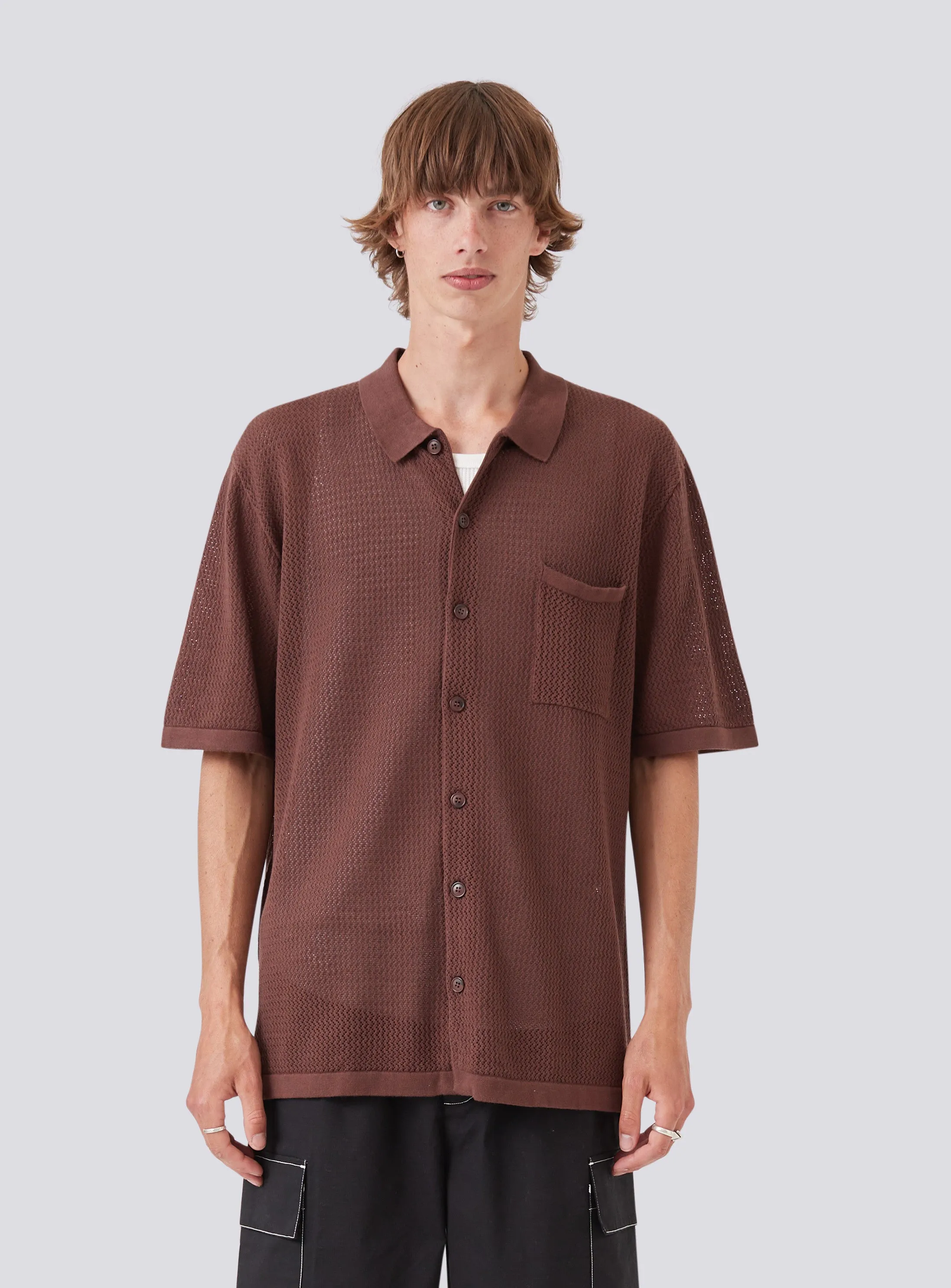 Knit Holiday Shirt Aubergine
