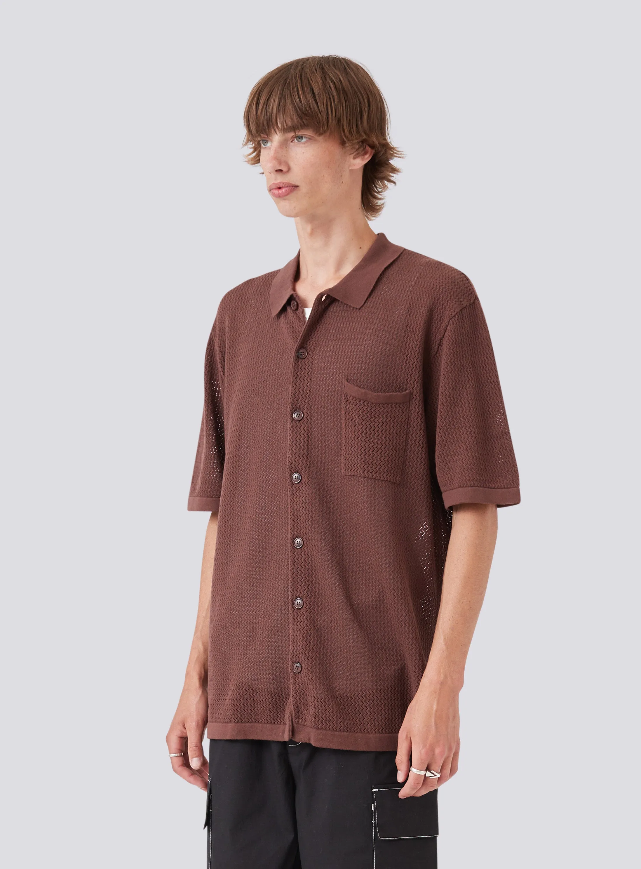 Knit Holiday Shirt Aubergine
