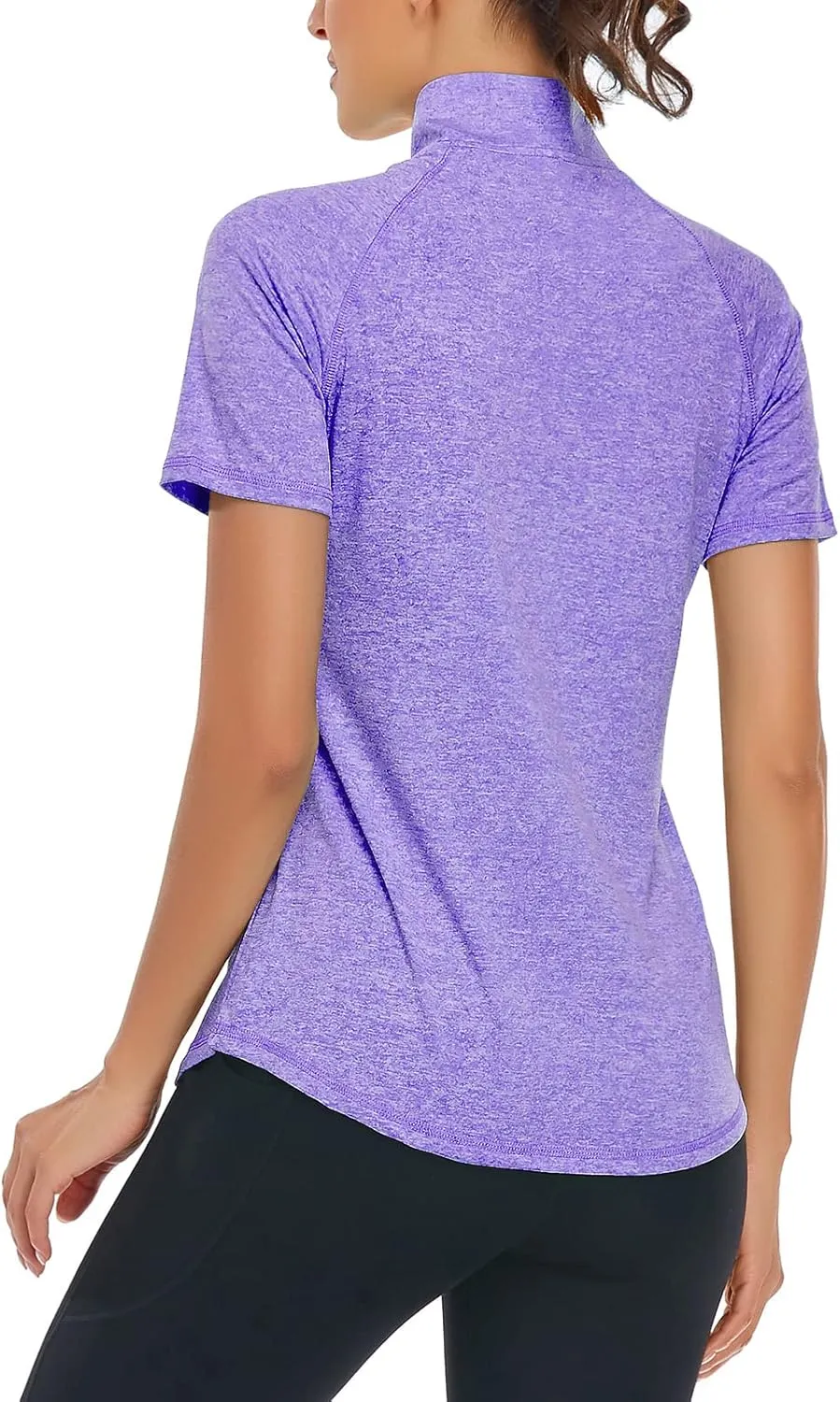 LURANEE Women's Short Sleeve Moisture Wicking Athletic Shirts Quarter Zip Pullover