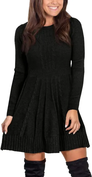 Maisolly Sweater Dress Pullover Tunic Long Sleeve Flare Dress