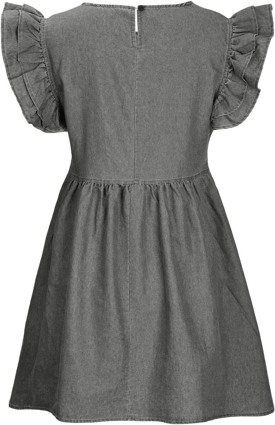 NaRHbrg Summer Denim Shirt Dresses for Womens Short Sleeve Loose Jean Midi Dress Button Down Casual Shift Dress Tunic Top