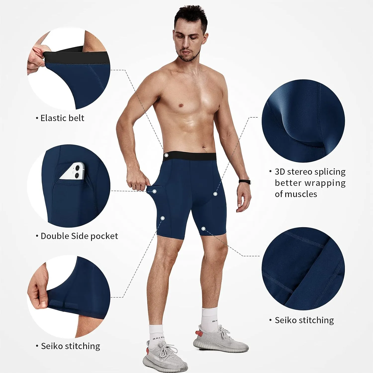Niksa Compression Shorts Men 2/3 Pack, Compression Underwear for Men Athletic Shorts, Running Workout Fitness Shorts
