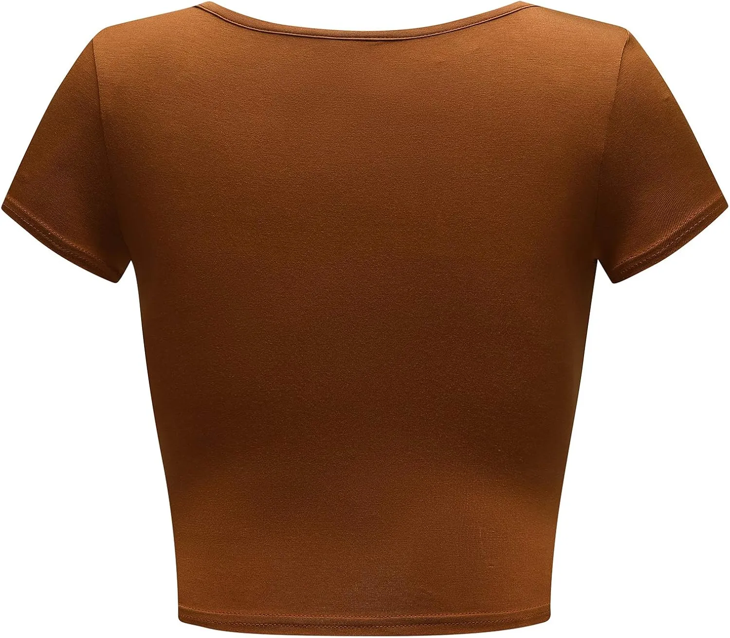 OThread & Co. Women's Basic Crop Tops Stretchy Casual Scoop Neck Cap Sleeve Shirt