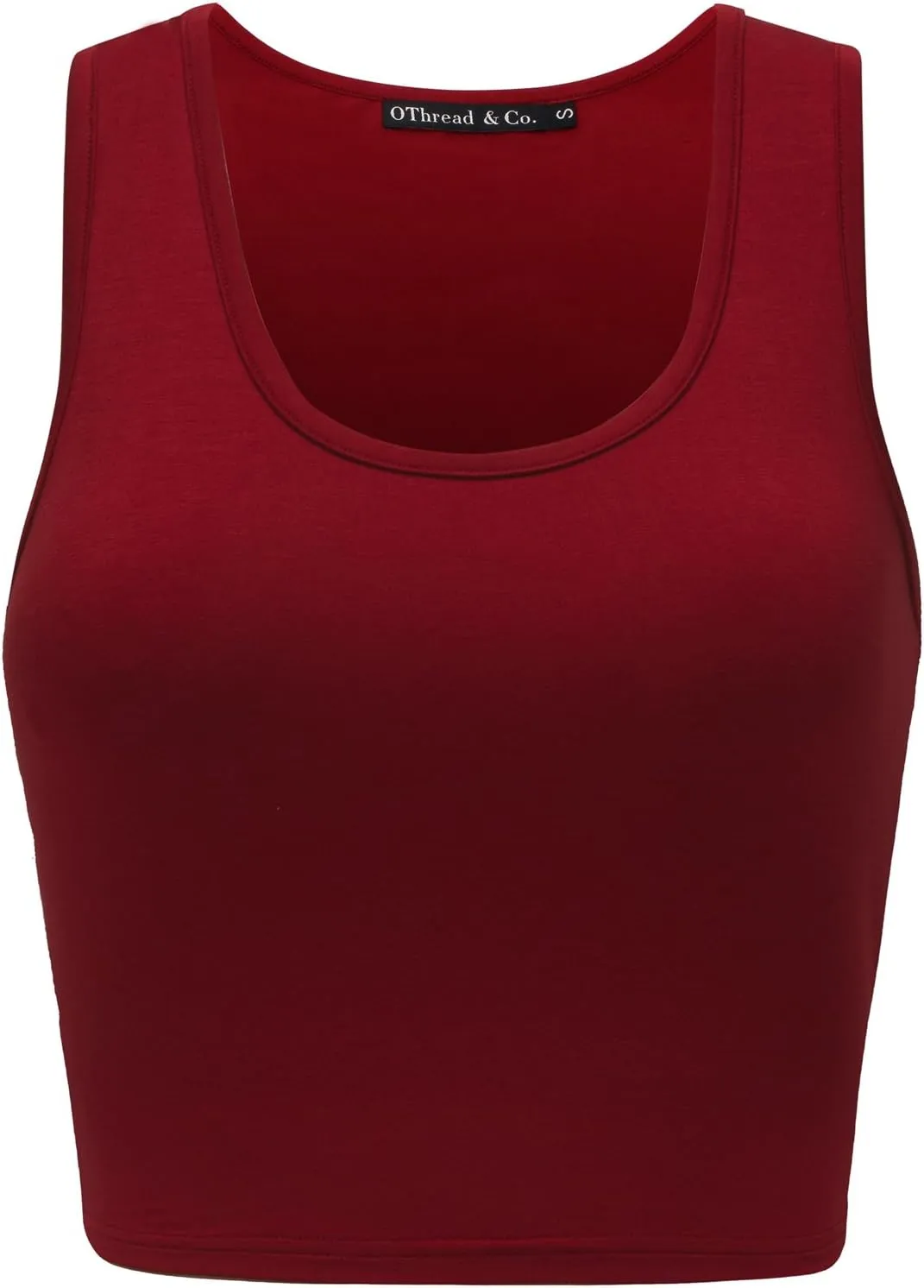 OThread & Co. Women's Basic Crop Tops Stretchy Casual Scoop Neck Sleeveless Crop Tank Top