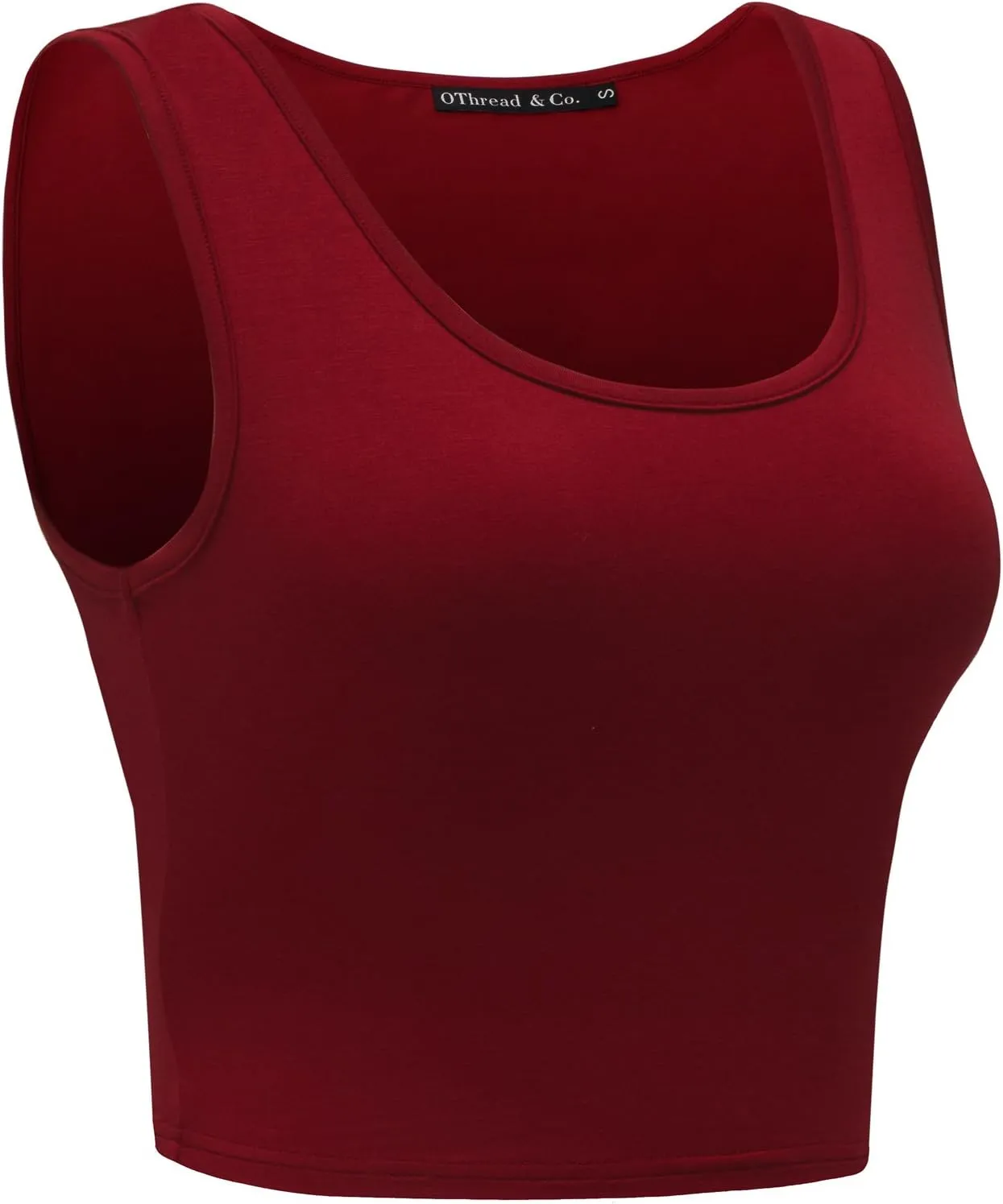 OThread & Co. Women's Basic Crop Tops Stretchy Casual Scoop Neck Sleeveless Crop Tank Top
