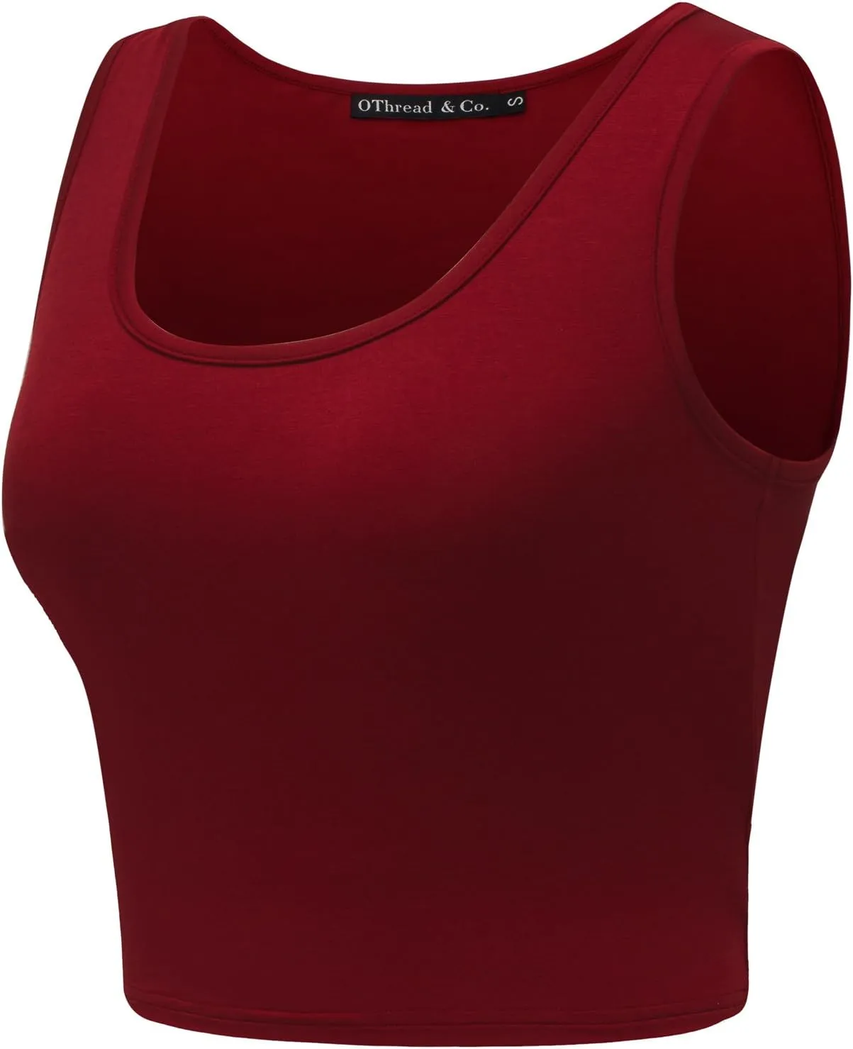 OThread & Co. Women's Basic Crop Tops Stretchy Casual Scoop Neck Sleeveless Crop Tank Top