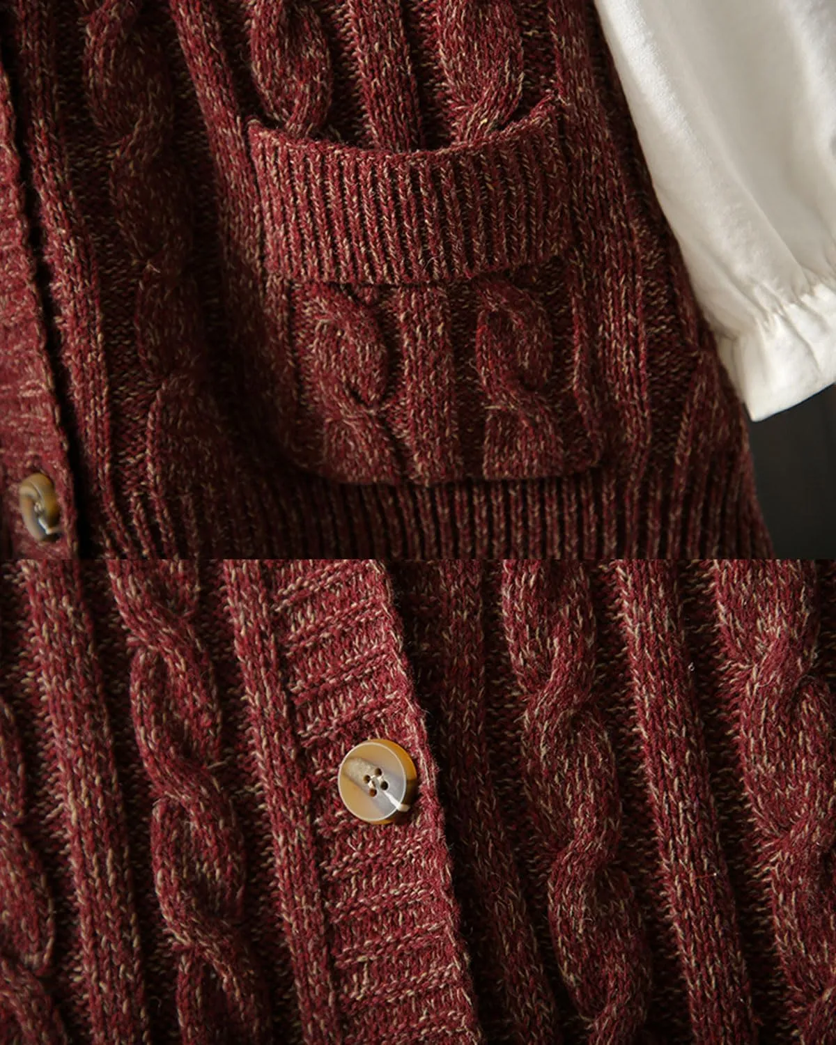Women's Sweater Vest Sleeveless Button Down Knitted Cardigan Outwear with Pockets