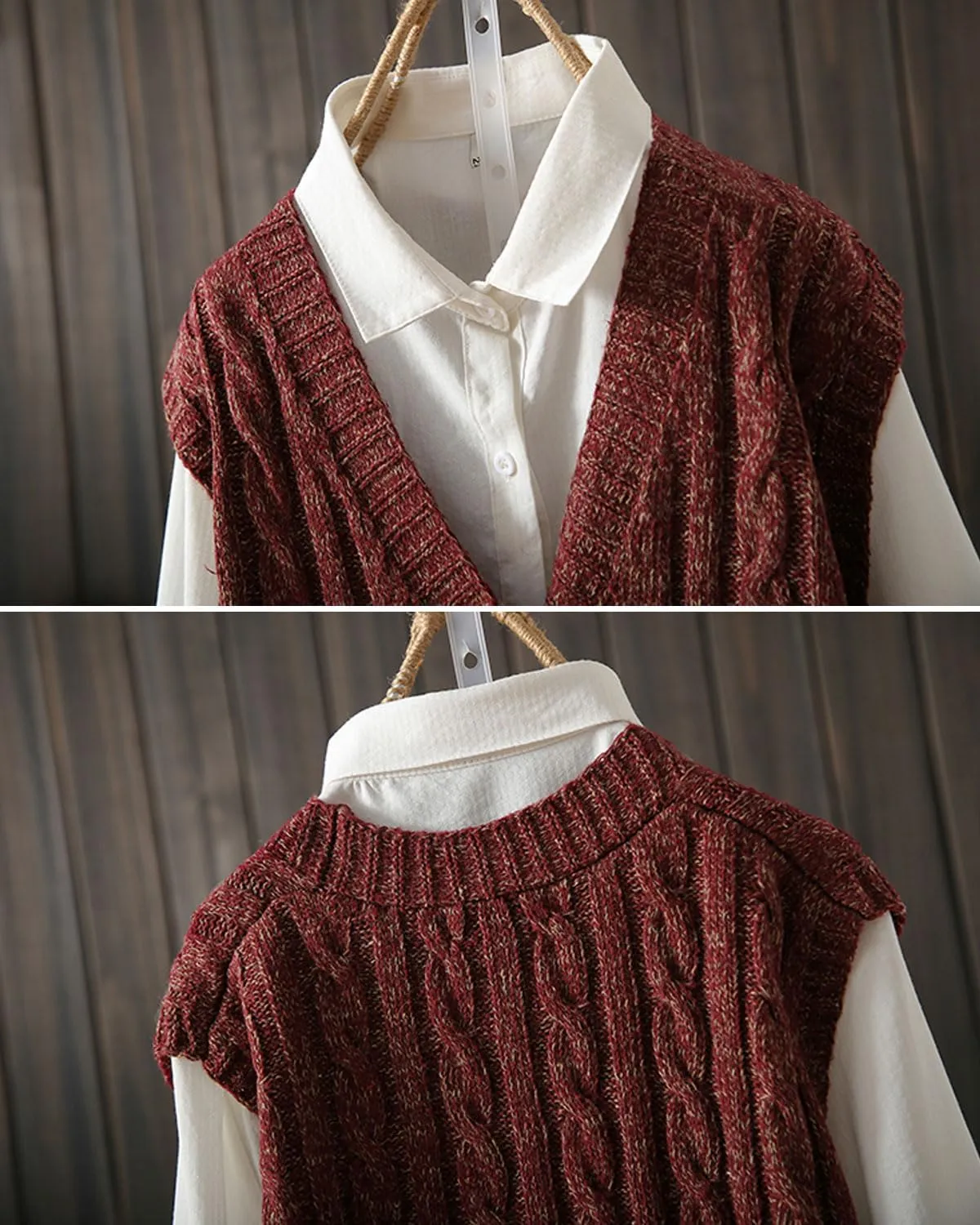 Women's Sweater Vest Sleeveless Button Down Knitted Cardigan Outwear with Pockets