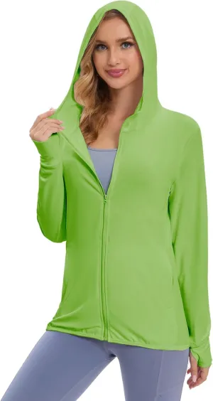 Women's UPF 50  Sun Protection Jacket Long Sleeve Hooded Sun Shirt for Outdoor Sports (with pockets)