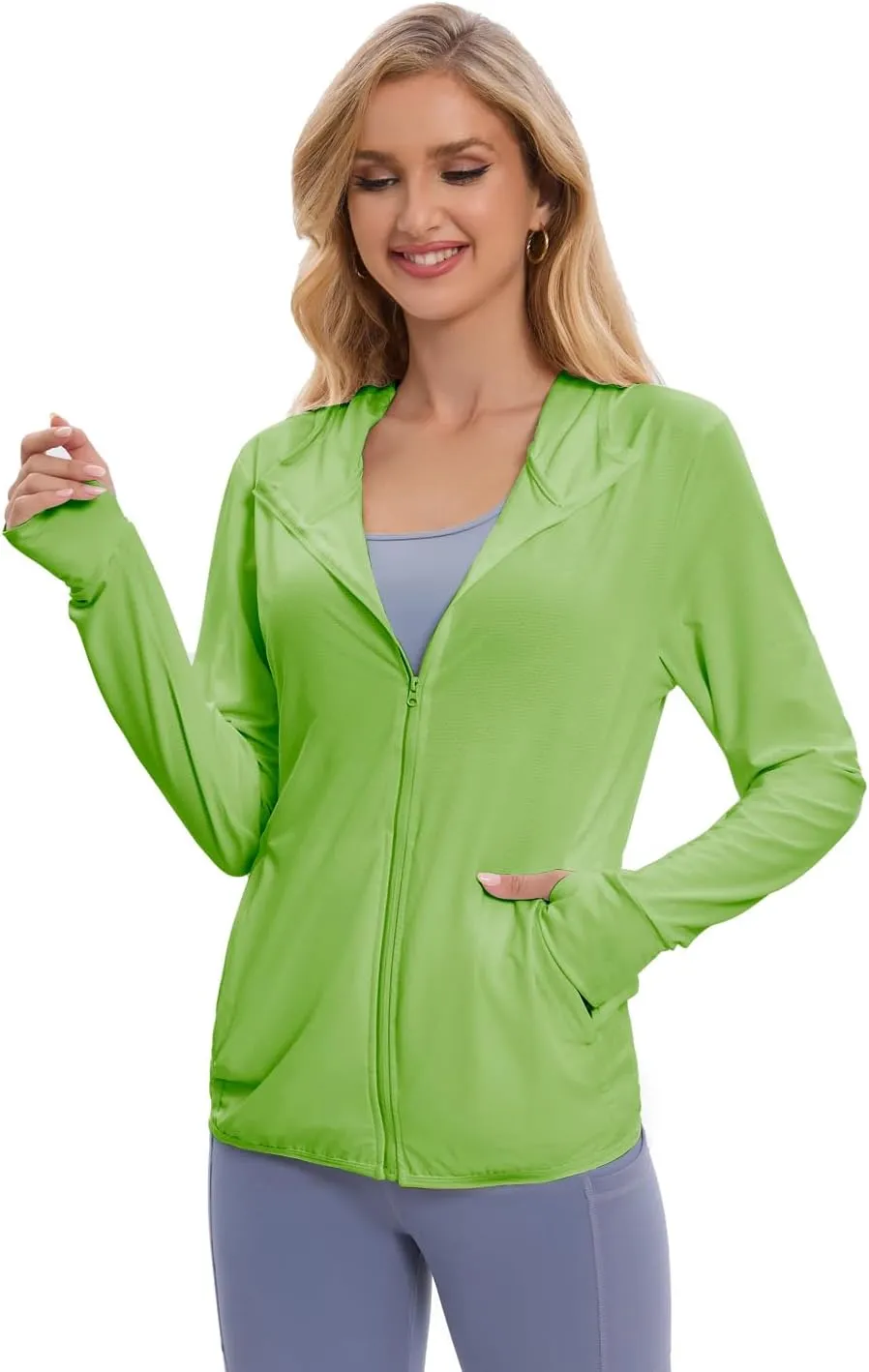 Women's UPF 50  Sun Protection Jacket Long Sleeve Hooded Sun Shirt for Outdoor Sports (with pockets)