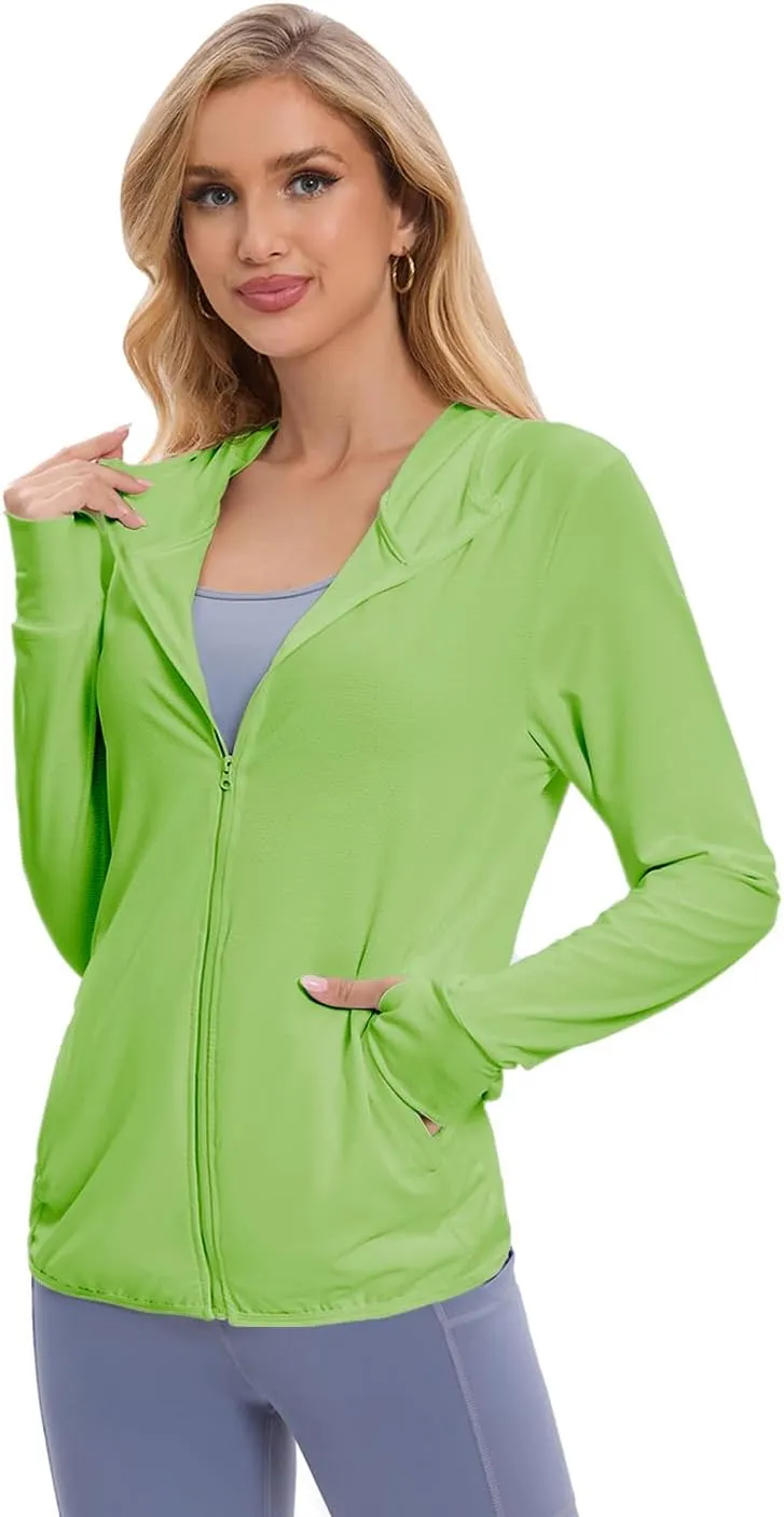 Women's UPF 50  Sun Protection Jacket Long Sleeve Hooded Sun Shirt for Outdoor Sports (with pockets)