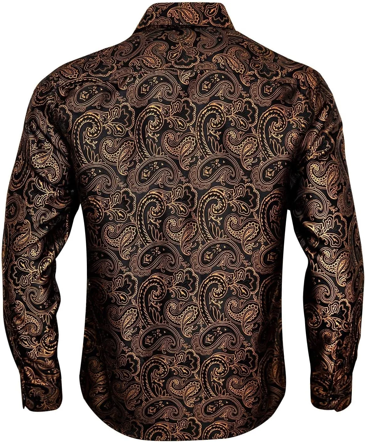 YOHOWA Men's Paisley Shirt Silk Jacquard Dress Long Sleeve Button Down Shirts Casual Mexico Western Disco Party Wedding Prom